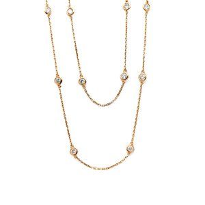 14k Rose Gold Diamond Bezel Station Necklace